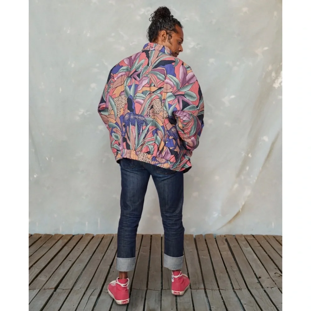 MARI + FÄTOU • Ayah Cats and Leaves Print Oversized Bomber Jacket, S/M - Picture 12 of 16